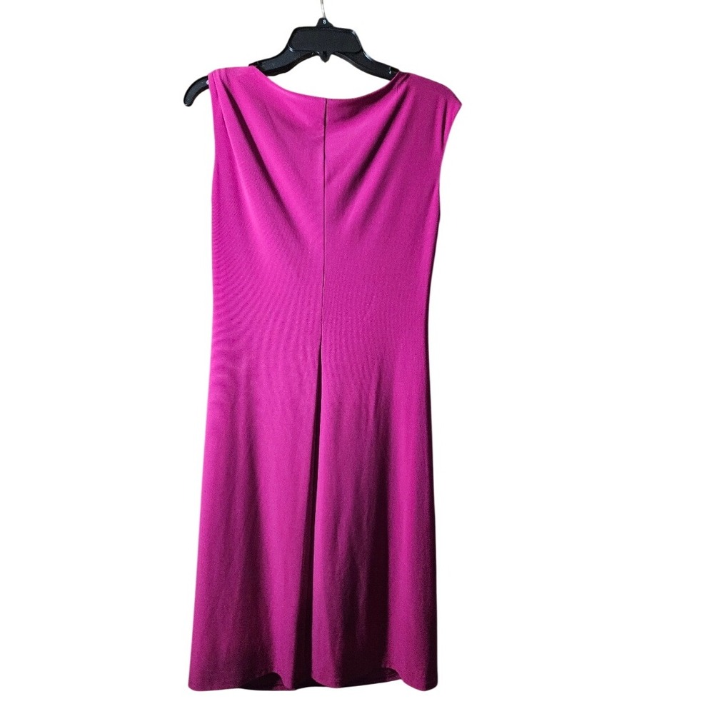 Lauren Ralph Lauren Magenta Pink Cowl Neck Ruched Sheath Dress Womens 10 - Picture 3 of 3